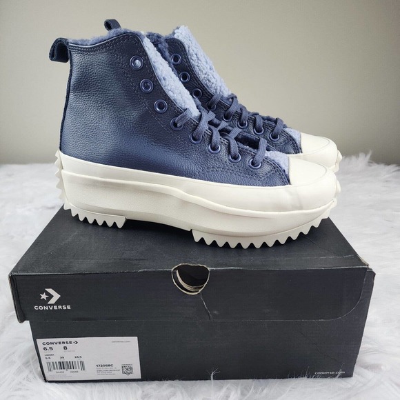 Converse Run Star Hike Hi Steel Concord Blue Leather Platform Women's Size 7.5 - Picture 4 of 10